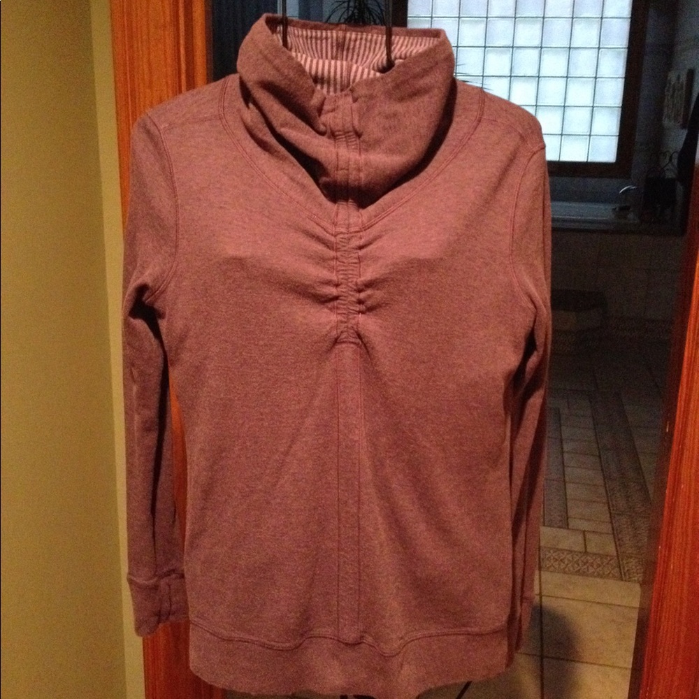 Athletic wear stripe cowl neck.